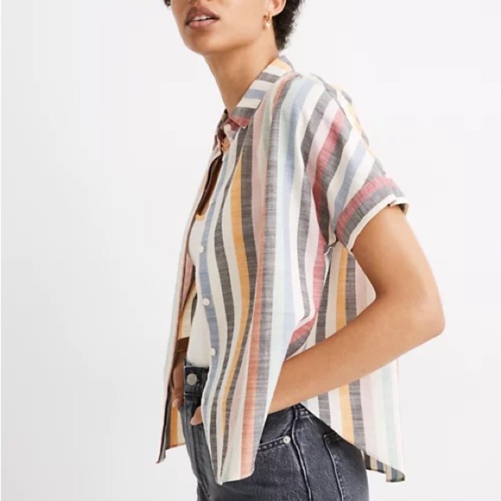 MADEWELL WOMEN Size XS HILLTOP SHIRT IN STRIPE - Picture 2 of 5